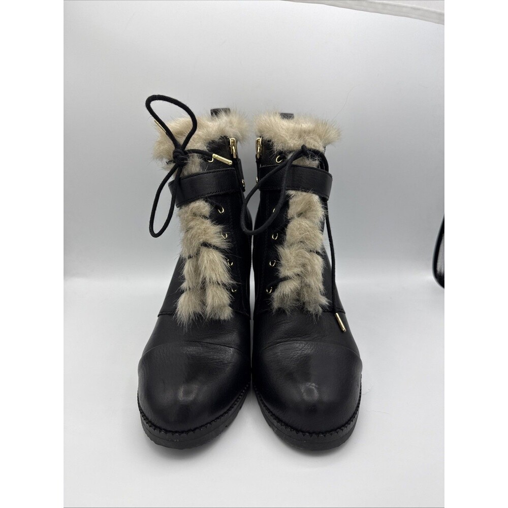 Kate Spade New York Wedge Ankle Boots With Faux Fur Trim - Size 9.5